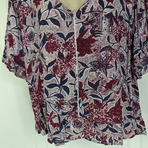 LUCKY BRAND Gauzy Floral Top Sz L - Picture 6 of 13